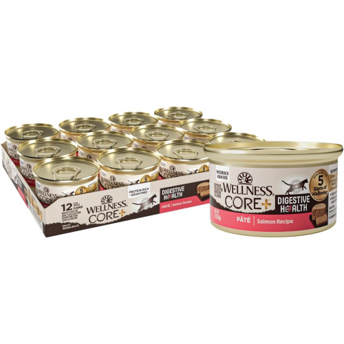 (新包裝 升級版) Wellness CORE Digestive Health Pate Salmon Recipe 3oz 消化易系列 無穀物全貓主食罐 三文魚配方 (無卡拉膠) (6126) 